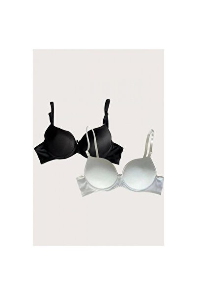 Narnuga Black-white 2-Piece Micro Fabric Push Up Padded Underwire Daily Suppo...