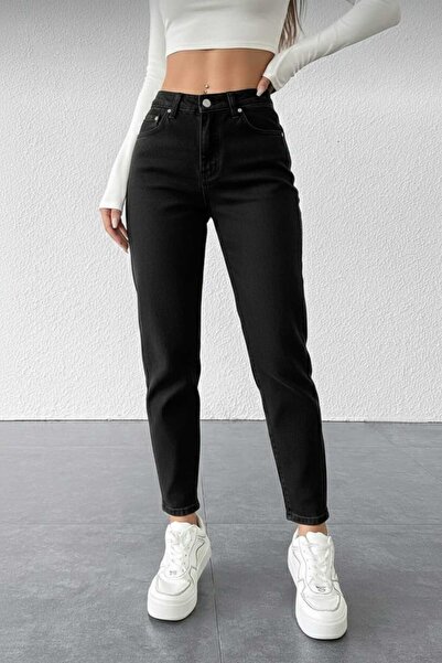 DRC trend Pantaloni negri Mom Jean din Lycra (culoarea nu se estompează)