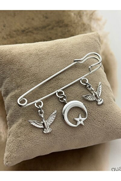 roshel Ay Yıldız Temalı Broş İskoç İğnesi Yaka İğnesi Charmlı İğne Çengelli İ...