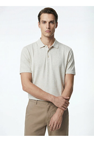 Fabrika Bej Erkek Slim Fit Melanj Polo T-Shirt F6SM-TST 2995