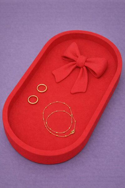 Vescarri Oval Jewelry Tray with Sculptural Bow Detail - Organizer