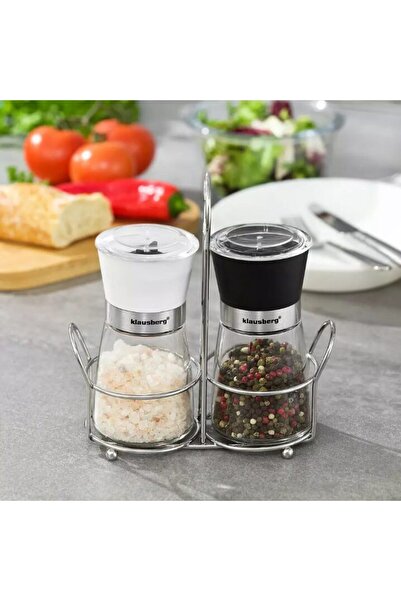 Klausberg Set of 2 grinders, with stand, for salt and pepper,