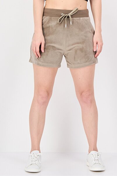 Juicy Couture Women Drawstring Velvet Basic Shorts, Brown