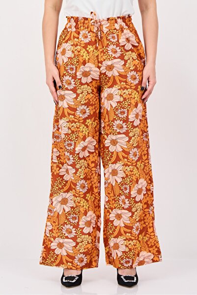 PROMOD Women Regular Fit Floral Pattern Palazzo Pants, Multicolor