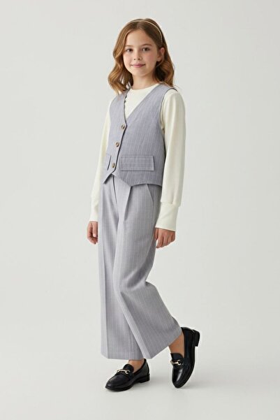 Minigimin Cicileri Costum pentru fetițe cu vestă tip blazer și dungi, 3 piese...