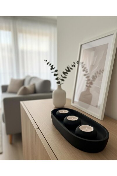 Purestlight Studio El Yapımı Modern Tasarım Beton 3'lü Kapaklı ve Tabaklı Hed...