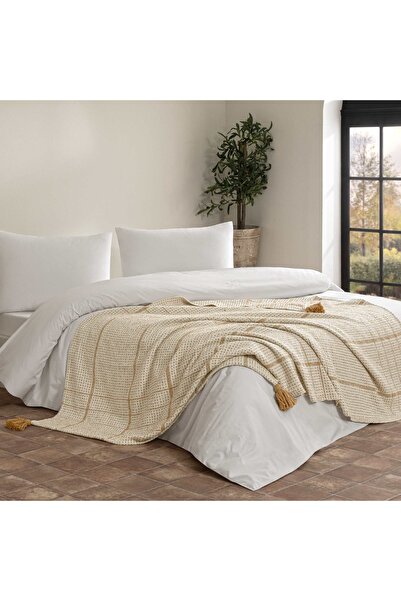 Linens Coze Throw / Tv Battaniyesi Hardal Tek Kişilik