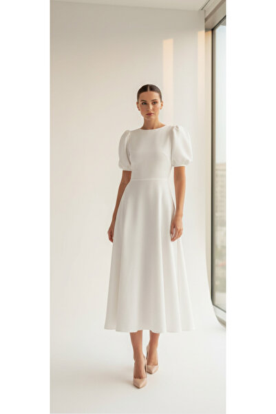Kalia Atelier White civil wedding dress, midi
