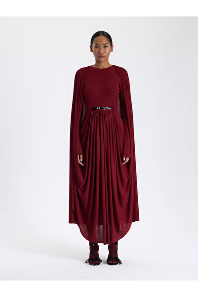 BAQA Kırmızı Pelerinli Uzun Elbise
