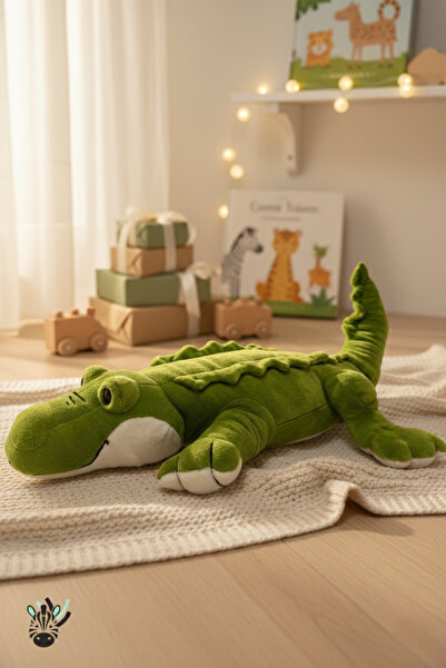 Zebra Toys Sevimli Yeşil Pelüş Timsah Oyuncak – Uzun Gövdeli, Yumuşak Dokulu,...