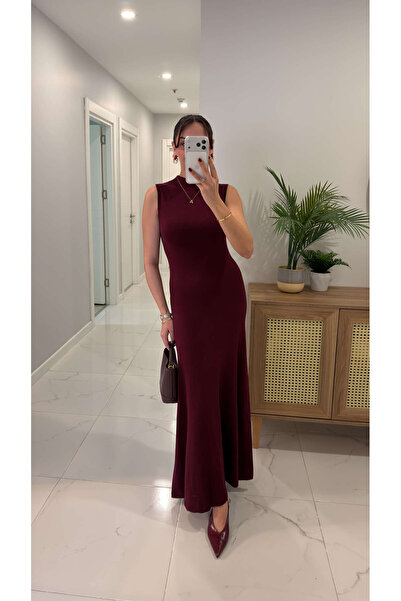 BİRCANÇİL Hedron Burgundy Knitwear Dress