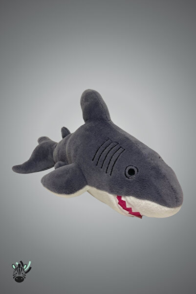 Zebra Toys Sevimli Gri Pelüş Köpek Balığı Oyuncak – Dişli, Yumuşak Dokulu, Sa...