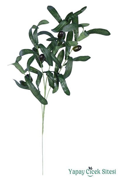 Yapay Çiçek Sitesi Yapay Zeytin Dalı 55 Cm Koyu Yeşil