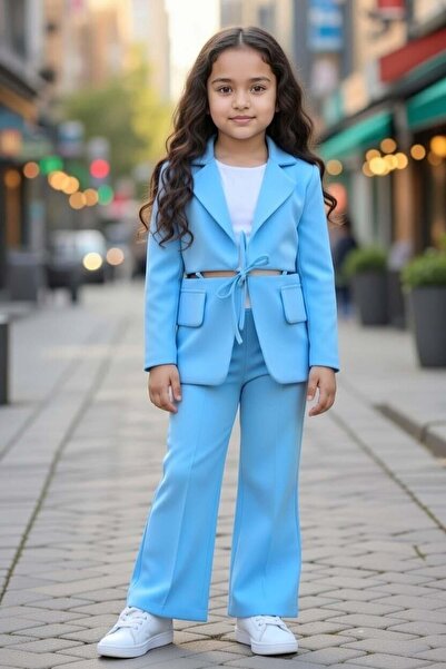 Riccotarz Jachetă blazer cu buzunare și detaliu cu șliț pentru fete, tricou d...