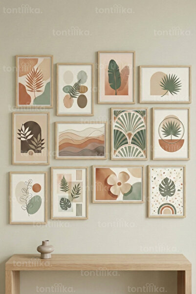 Tontilika 12 Parça Modern Bitki Geometrik 2 Renk Seçenekli Dekoratif Çerçeve ...