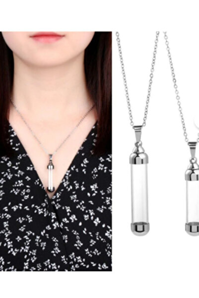 Yuchicly Glass Bottle Tube Necklace with Openable Lid – Unisex Metal Design