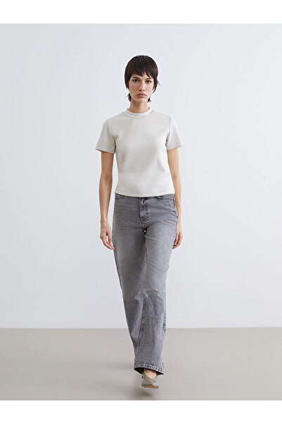 LC Waikiki Γυναικείο τζιν παντελόνι LCW Jeans Grey Straight Fit