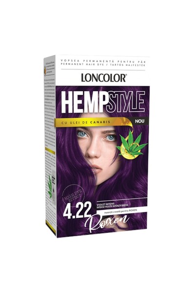 Loncolor Vopsea de Par Permanenta Hempstyle cu Ulei de Canabis, 4.22 Violet I...