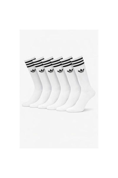 adidas Long Socks Set, 6 Pairs, White, Size 36-42