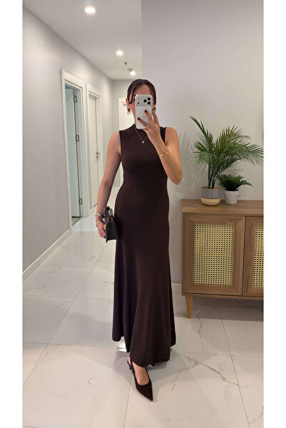 BİRCANÇİL Hedron Brown Knitwear Dress