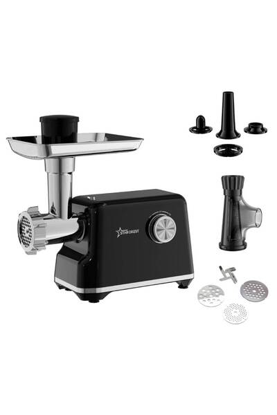 STARCREST SMG-2025BK Meat Grinder, 2000 W, Tomato and Sausage Accessory, 3 Cu...