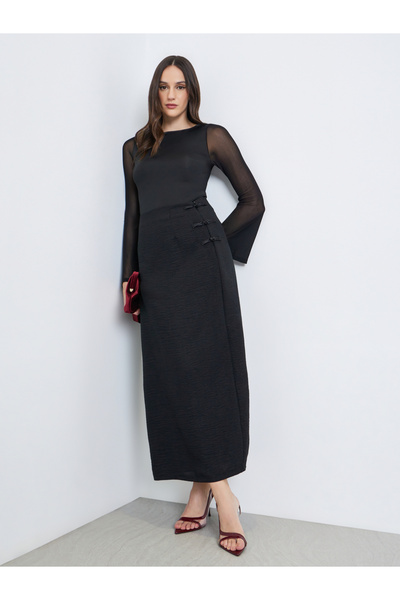 Styli Women Black Straight Fit Maxi Skirt