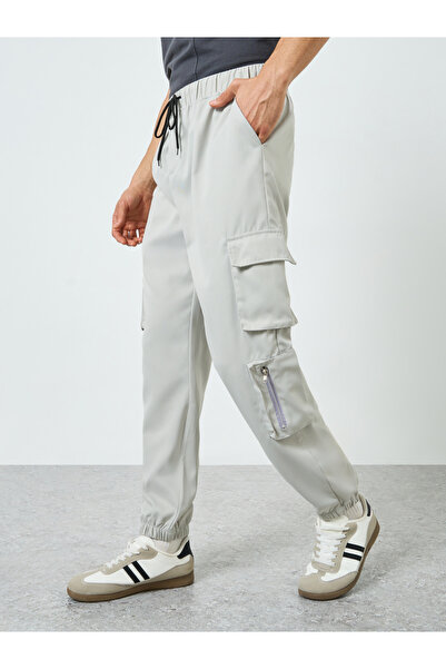 Take Two By Styli Men Grey Relaxed Fit Cargo Pants