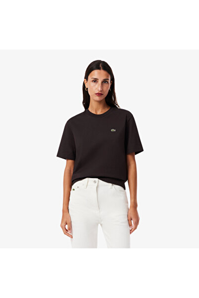 Lacoste Kadın Relaxed Fit Bisiklet Yaka Kahverengi T-Shirt