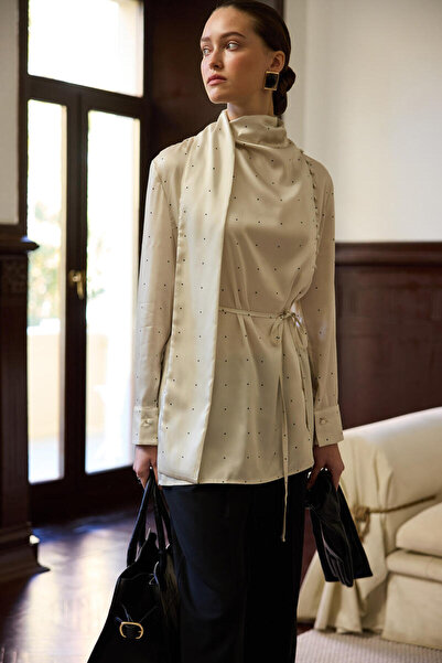 BE BLUE Blazer with Puanty Pattern and Shawl Detail