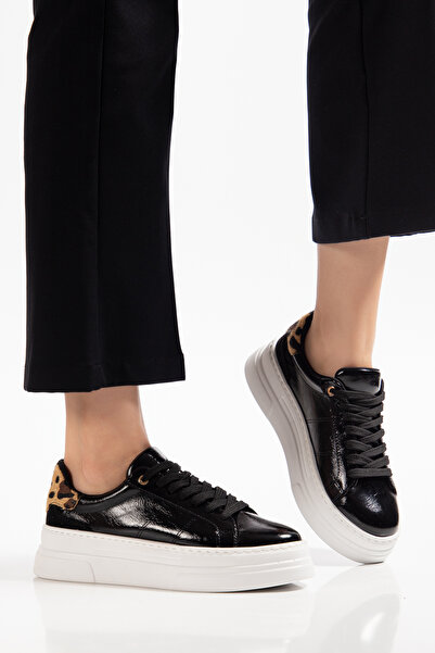 Esilapark Μαύρα γυναικεία αθλητικά παπούτσια Samba λουστρίνι Μαύρα γυναικεία ...