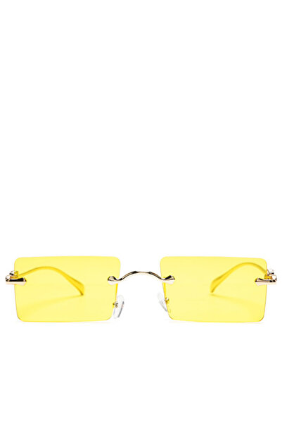 london Rag Women Rectangular Metallic Rimless Yellow Sunglasses