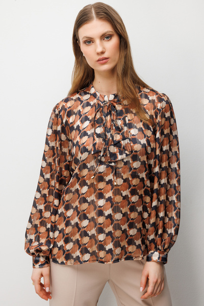 Mi Pret a Porter Mi Yakası Fularlı Şifon Gömlek