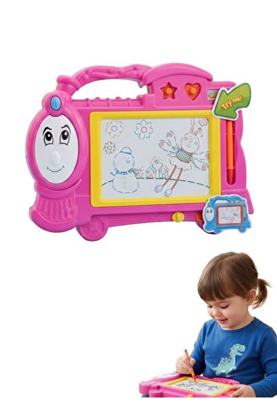 Premium لوحة رسم مغناطيسية للأطفال بتصميم قطار كرتوني وردي