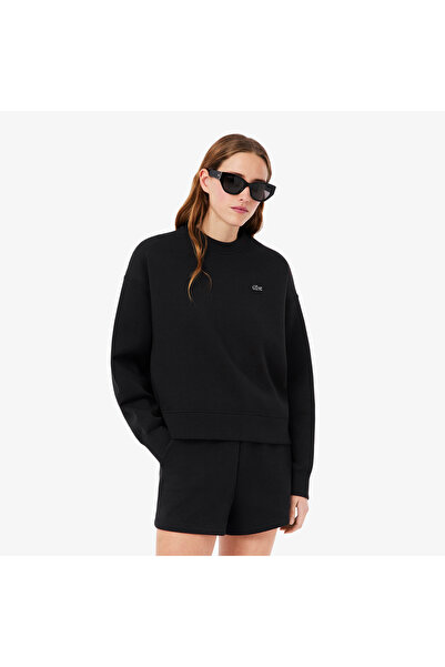 Lacoste Kadın Oversize Fit Bisiklet Yaka Siyah Sweatshirt