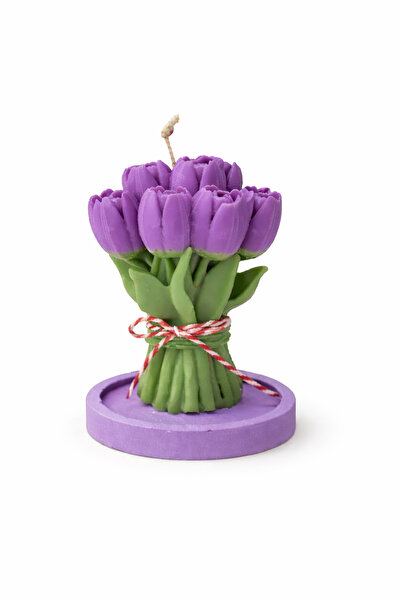 OEM Scented candle Tulip bouquet with cement holder