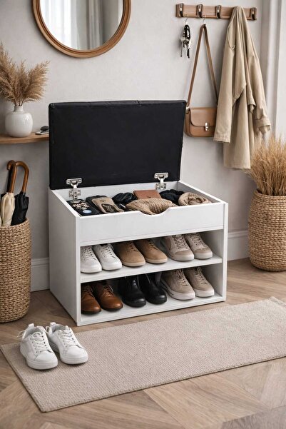 RENGİBİZ Mita sandıklı ayakkabılık, puflu ayakkabılık, beyaz ayakkabılık, aya...