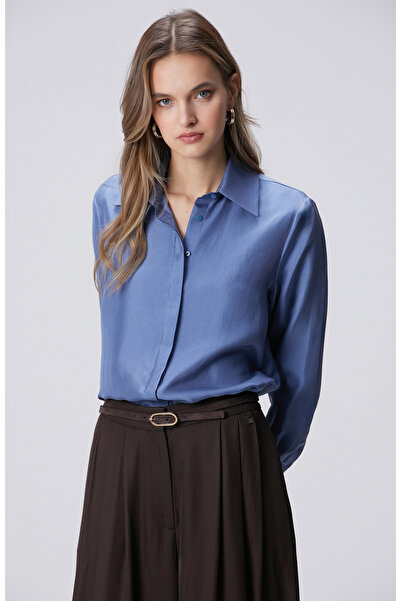 Network Limited Mavi İpek Gömlek