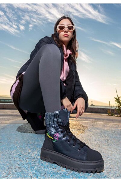 Dogo بوت نسائي طويل أسود نباتي - تصميم The Night is Still Young