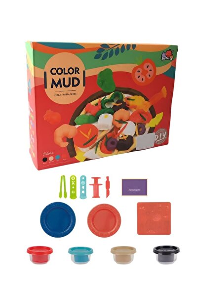 Premium مجموعة طعام إبداعية من عجينة اللعب على شكل بيتزا ومعكرونة وطين ملون