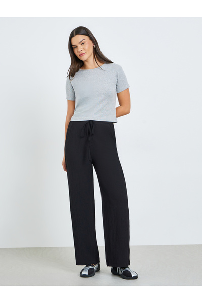 Take Two By Styli Women Black Wide Leg Trousers