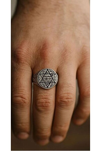 Yuchicly Hz. Süleyman Mührü – Davut Yıldızı Geometrik Yıldız Desenli Erkek Me...