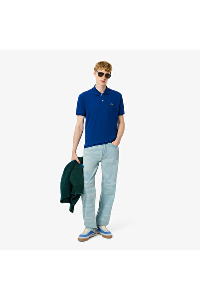 Lacoste Erkek Straight Fit Baskılı Mavi Jean Pantolon