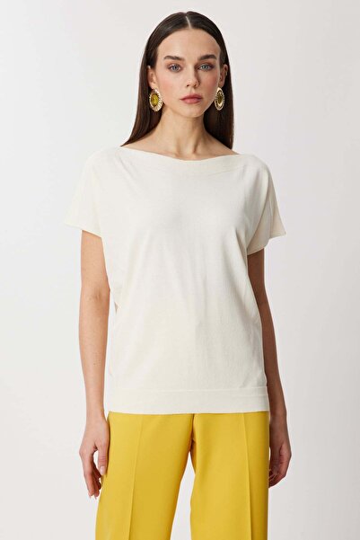 ON Μπλούζα με λαιμόκοψη καγιάκ και κοντά μανίκια