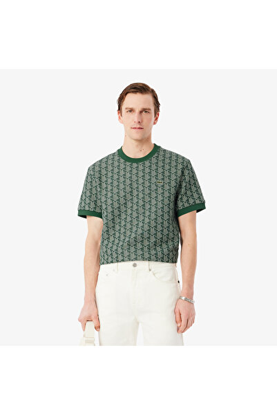 Lacoste Erkek Classic Fit Bisiklet Yaka Monogram Koyu Yeşil T-Shirt