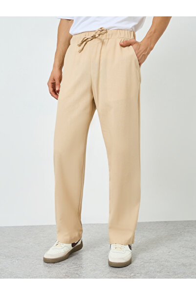 Take Two By Styli Men Beige Relaxed Fit Drawstring Trousers