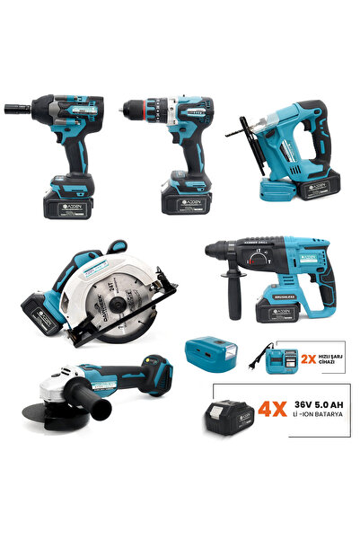 ADDEN Kömürsüz Hilti Seti 7’li Akülü Daire Testere Vidalama Taşlama