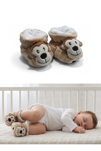 Premium Baby Plush Booties Smiling Monkey Anti Slip Infant Shoes