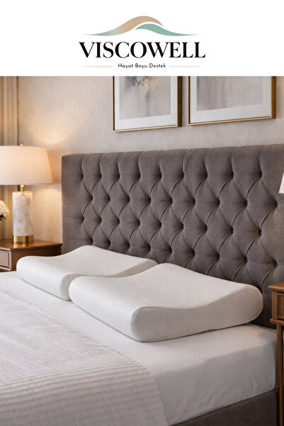 ViscoWell Ortopedik 2 Adet Visco Boyun Yastığı Boyun Düzleşmesine Destekli Lü...