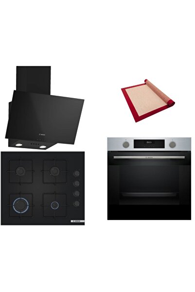 Bosch Siyah 3 lü Set ( HUA717BR0T - POP6C6P31O - DWK63PJ60T ) - Buhar Destekl...