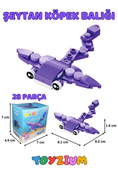 Shem Devil Shark Ocean Creatures Building Block Toy (28 Pieces) – Mini Ocean Animal Building Set